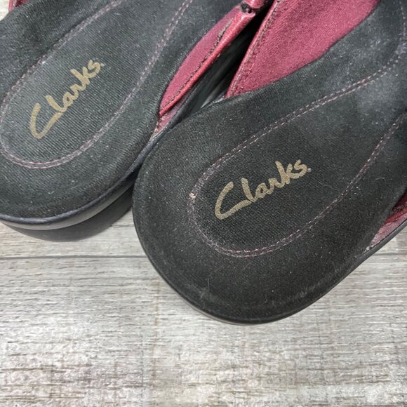 Clark’s Genuine Leather “Bendables” Low Heel Clogs Burgundy Women’s Size 8 - Picture 8 of 10